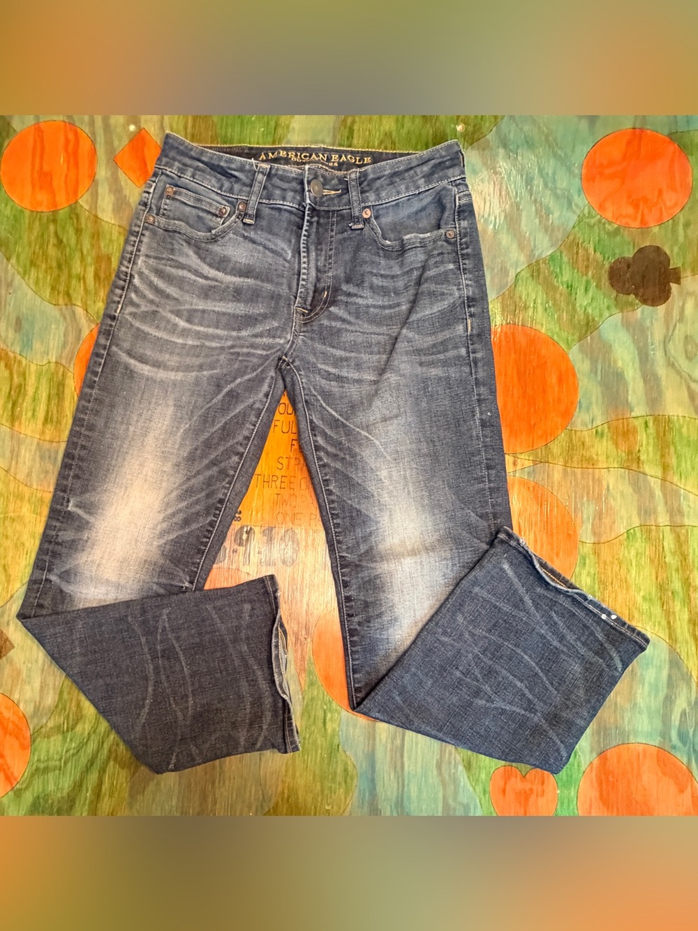 American Eagle Mens Extreme Flex 4 Dark Blue Jeans 28 X 28 Original Straight Den